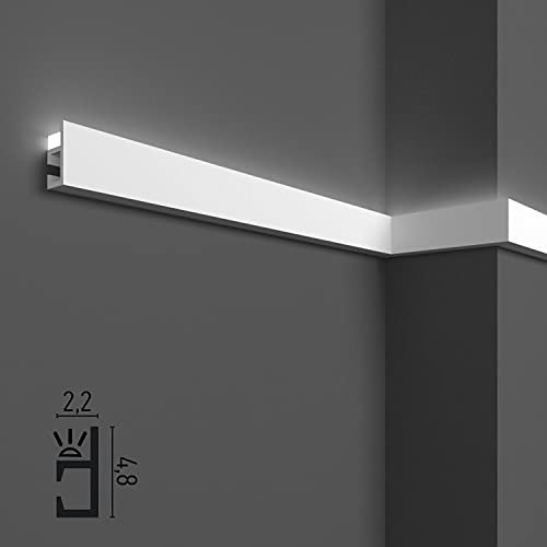 Veil Frames for LED Ceiling and Wall (4 or 10 Linear Metres - KH903), for Indirect Lighting with LED Strips | Decorative, Prefabricated in Duropolymer (10 m)
