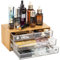 Okllen Organiseur de rangement en bambou avec 4 tiroirs en acrylique, boîte de rangement transparente pour maquillage, bijoux, bureau, accessoires pour cheveux, comptoir de salle de bain