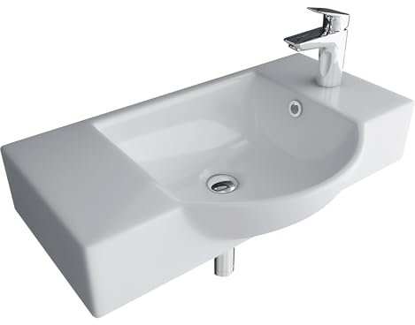 Alpenberger Waschbecken Bad Waschtisch 55 cm Breit Eckig Oval | Handwaschbecken Kleines Waschbecken Gäste WC & Badezimmer | Hängewaschbecken für Waschplätze | Gästewaschbecken Schmal Mini Waschbecken