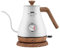 YXSH 1.0L Retro Electric Kettle Gooseneck Slender Mouth Tea Pot Hand Brew Coffee Pot Stainless Steel Liner with Thermometer
