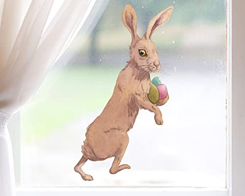TinyFoxes Fensterbild Hase Friedrich - selbstklebend und wiederverwendbar - Fensterbild Ostern - handgezeichnet von Kristin Franke
