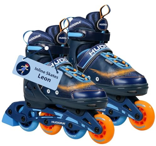 HUDORA Inline Skates Mia/Leon - Inliner für Kinder/Jugendliche & Erwachsene in versch. Größen & Farben - Roller Skates bis zu 4 Größen verstellbar - Bequeme & stilvolle Rollerskates