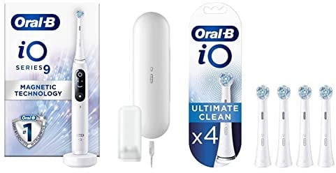 Oral-B iO - 9 - White & iO Replacement Toothbrush Heads White Ultimate Clean 4pack Mailbox Fit