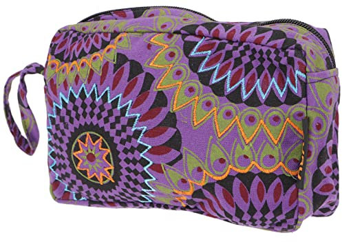 GURU SHOP Boho Kosmetiktasche, Kramtäschchen aus Nepal - Lila, Herren/Damen, Violett, Baumwolle, Size:One Size, 12x21x6 cm, Kleine Taschen für Kosmetik, Schreibzeug, Mehr
