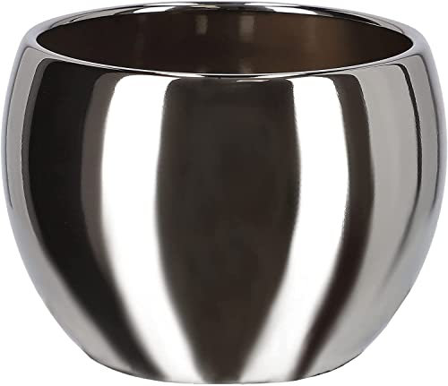 KOTARBAU® Pot de fleurs, en céramique, diamètre : 10 cm, pour fleurs, plantes, argenté