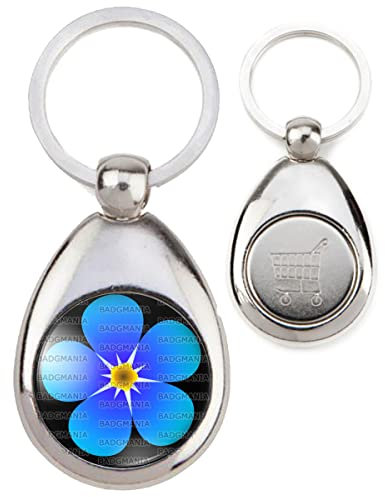 BADGMANIA Porte Clés Métal Goutte Jeton de Caddie Fleur Myosotis Francs-Maçons Symbole Maçonnique