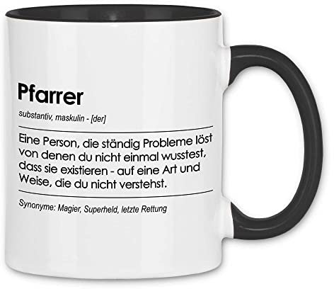 wowshirt Tasse Geschenk für Pfarrer Definition Geburtstag Weihnachten, Farbe:White - Black