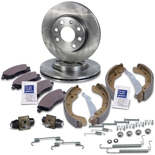 ATEC Germany Bremsenset Vorderachse inkl. Bremsscheiben Ø 240 mm Belüftet + Bremsbeläge Vorne + Bremsbacken Hinten Kompatibel mit OPEL CORSA C (X01)