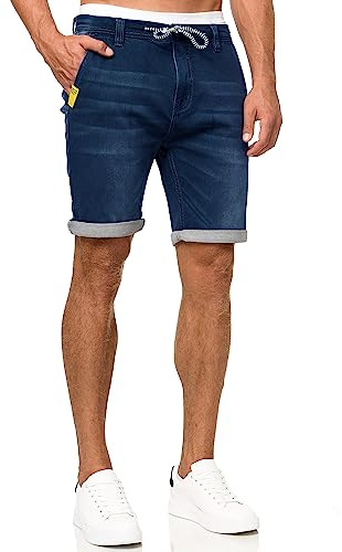 Indicode Herren Azibo Jeans Shorts Kurze Denim Herrenshorts mit 4 Taschen