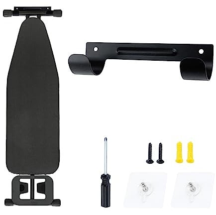 Tsnamay 15,3 x 4 cm kleines schwarzes Bügelbrett-Halter, Wandhalterung, Bügelbrett-Halterung, Organizer, zum Aufhängen