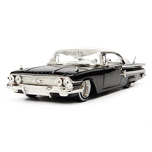 RSFIL Modellauto 1:24 for Chevrolet Impala Oldtimer, maßstabsgetreues Modellauto aus Druckgussmetall, Limitierte Edition als Autokunstornament (Color : Black)
