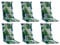 Gartenstuhlauflagen Hochlehner 6er Set - 120 x 50 cm - Blau - Grau - Grün - Baumwolle - Polyester - Blattmotiv - Sesselauflage Sitzpolster Stuhlauflage