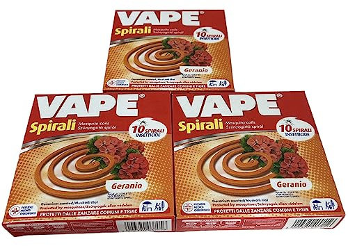 Spirali anti zanzare insetticide Profumate contro Zanzare Comuni Vape Bengal (30 pz.Vapo Geranio)