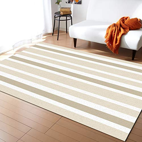 Teppiche Minimalistische Streifen Khaki Beige Weiß Gestreift Bereich Teppich Antibakterielle Fussmatte Rutschfester Fußabtreter Für Garten Schlafzimmer Haustür 120X160Cm