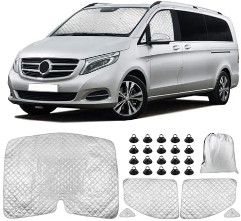 Wohnmobil Windschutzscheibe Sonnenschutz Ersatz für Mercedes-Benz VITO III W447 2014-2022, Sonnenschutz für Frontscheibe, Internes Thermorollo Set mit Aufbewahrungstasche (5PCS-for W447)