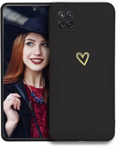 POUHYE Handyhülle für Samsung Galaxy Note 10 Lite/A81/M60S Hülle, Soft Silikon Case mit Herz, Kameraschutz und Bildschirmschutz, Ultra Dünn Stoßfest Schutzhülle für Samsung Note 10 Lite Schwarz