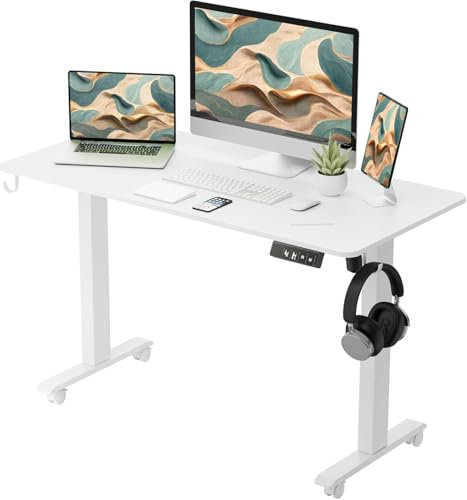 BEXEVUE Scrivania Regolabile in Altezza Elettrica - 120x60 cm Tavolo Motorizzata Telaio con Cablaggio, Sistema Anticollisione, Pannello di Controllo con 3 Funzioni Memoria, Ergonomica Standing Desk