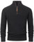 Indicode Herren INYassip Strickpullover mit Stehkragen | Pullover Herrenpulli mit Kragen und Reißverschluß Black, L