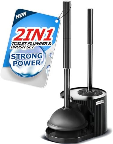 FORASTO 3 in 1 Toilet Plunger and Brush Set, Groove Gap Brush,Extended Handle Plunger,Toilet Bowl Brush Plunger Set,Bathroom Cleaning Tools ,Toilet Brush Plunger Combo,Cleaning Brush,Cleaning Supplies