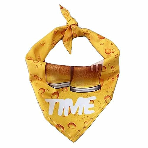 SHTGOI 2 Stück Hundehalstuch Sommer Haustier Dreieck Bandanas Gelb Lätzchen mit Bier-Muster Verstellbar Waschbar Dreieckstuch Kopftücher Hunde Schal für Katzen Hunde mit Halsumfang von 20-46 cm 1#