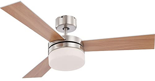 Globo RGB LED Decken Ventilator Leuchte dimmbar Fernbedienung Farbwechsler Lampe Flügel Buche/Silber