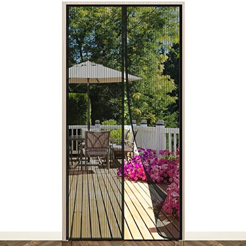 Zanzariera Magnetica Porta Finestra, EGNBU 100x220CM Zanzariere Magnetiche per Porte Finestre Maglia Ultra Fine Tenda Zanzariera con Calamita per Balcone, Chiudersi da Solo Facile da Installare-Nero