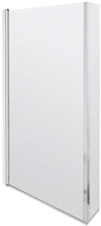Balterley 795 x 1490mm L-Shaped Bath Shower Screen, Shower Screens for Baths with Fixed Return Panel, 6mm Chrome Toughened Safety Bath Door Screen, 180° Pivot Reversible Door Screens (Chrome)
