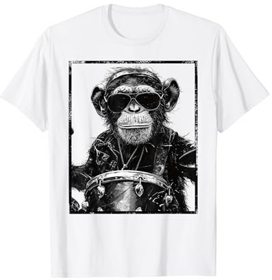 Affe spielt Schlagzeug T-Shirt