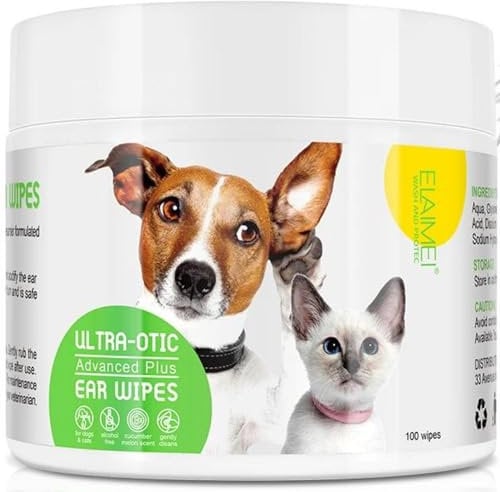 Sanrik Dog Ear Cleaner Wipes for Dogs 100 Disposable Ear Wipes for Dogs & Cats Prevents Ear Infections, Gently Clean Dirty Ears Easily, Deodorize and Dry Your Pets Ears