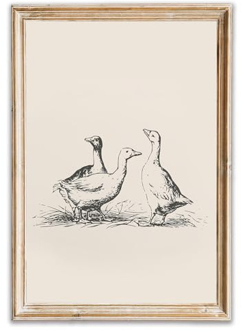 Wandkunstdrucke im Vintage-Stil, abstraktes Tierbild für Wanddekoration, antikes Vintage-Gemälde, Bauernhaus-Wanddekoration, Landhausstil, Tierkunstwerk für Wohnzimmer, Küche, Dekoration, 40,6 x 61 cm