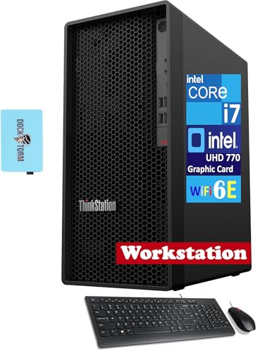 Lenovo ThinkStation P360 Ordinateur de bureau (Intel i7-12700, Intel UHD 770, 16 Go de RAM DDR5, SSD PCIe 128 Go + disque dur 1 To (3.5), WiFi 6E, Bluetooth 5.1, USB KYB et souris, Win 11 Home) avec