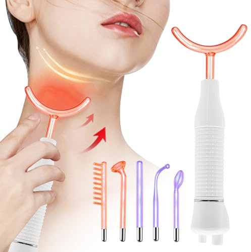 Varilla de alta frecuencia con 6 varillas de neón y argón, portátil de alta frecuencia, máquina facial de belleza para tratamiento del acné, estiramiento de la piel, reducción de arrugas, pérdida de