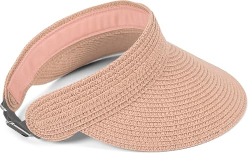 styleBREAKER Cappello Visiera in Carta di Paglia Monocromatico, con Fascia Elastica e Chiusura a Gancio, Cappello Estivo Traspirante per Donne, Protezione Solare Leggera, Rosa Antico Vecchio