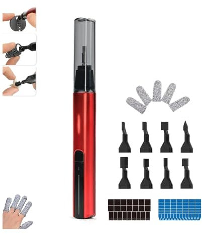 Goufride Levigatrice elettrica alternativa, penna abrasiva regolabile a 3 velocità, 8 teste abrasive e carta vetrata autoadesiva