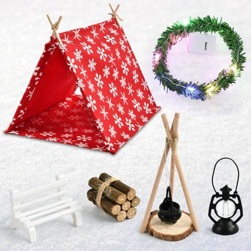 Miniatur Puppenhaus Zubehör,LED Lagerfeuer Wichtel Zubehör Weihnachten,Puppenhaus Lagerfeuer,Miniatur Lagerfeuer,Miniatur Garten Deko