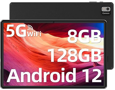SGIN 10.1 Inch Tablet Android 12, 8GB RAM 128GB ROM(TF 512GB), Octa Core Processor 2.0 GHz Tablets, 1280 * 800 Pixels, BT5.0, 2.4G/5G WiFi, 6000mAh Battery, Dual Camera