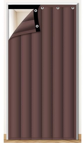 Thermo Türvorhang, Thermovorhang Tür Winter, Tür Vorhang Thermo, Verdickt, Winddicht, Schalldicht und Verschleißfest, Wärmedämmung, Geeignet für Den Privaten und Gewerblichen Gebrauch(Brown,85*200cm/3