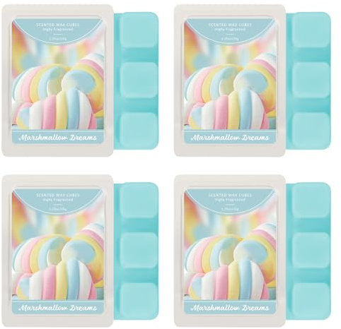 SCENTORINI Wax Melts, Wax Melts Scented 4 Pack, Soy Wax, Wax Cubes for Wax Warmer Home Fragrance, Marshmallow Dreams Scent