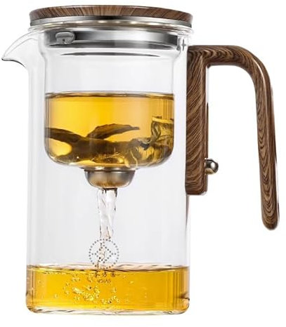 AHKALVTE Enchanti Tea Pot, Magic Teapot mit Infuser, Wassertrennung, Borosilicate-Glas Teapot, Magnetischer Teekessel für losen Tee, Enchantipot mit Filter (800 ML, Transparent)