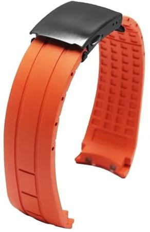 BHMIRUI Arc Gummi-Armband, kompatibel mit Citizen Sky Eagle Mido M005 Helmsman, wasserdicht, schwarz, blau, Silikonarmband mit Werkzeug, 22 mm, 23 mm(Orange-black,22mm)