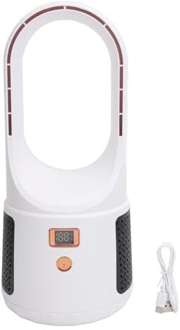 Masyrt Ventilateur tour sans pales USB - 6 vitesses - Facile à nettoyer - Avec écran LED - Portable - Pour maison, chambre à coucher, bureau (blanc)