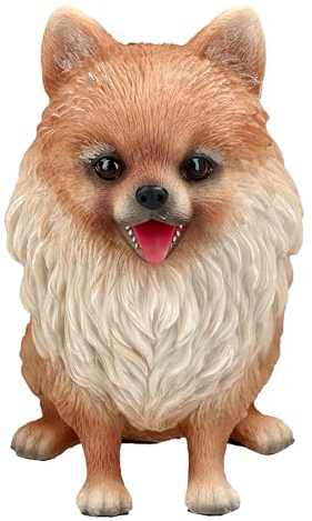 Figuren Shop GmbH Zwergspitz Pomeranian Welpe – Handbemalte Hundefigur aus Polyresin, 14,5 cm Höhe