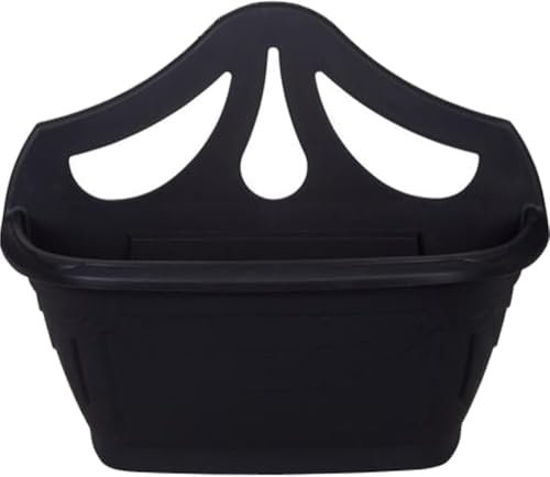 DUAYRA Venetian Wall Planter 42cm | Indoor Outdoor Flowers Hanging Pot | Strong Lightweight Plastic Garden Baskets | Decorative Planters With Drainage Holes | For Fence, Window, Balcony (Black)