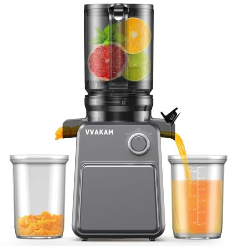 VVAKAM Cold Press Juicer, Chew Juicer Machines for Whole Vegetables and Fruits, Slow Chew Juicers with 4.35 Inch Large Feed Channel, Easy to