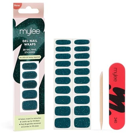 Mylee Gel Nail Wraps Stickers [Bauble] – Unghie Gel Adesive Pre-Polimerizzate per Manicure Istantanea, Lampada Non Necessaria, Ultra Resistenti, Lunga Durata, Facili da Applicare