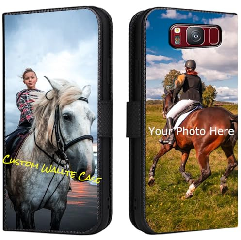 FortiCase Personalised Phone Case for Samsung Galaxy S8,PU Leather Flip Cover,with Card Slots,Holder Cases,Design Your Own Photo Image,Text Personalised Case - Black-LN4