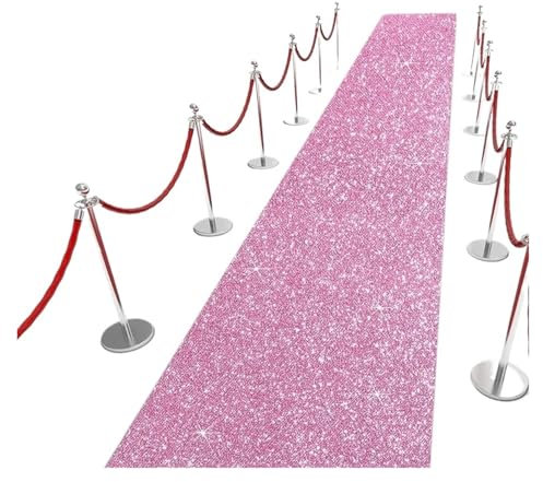 WJIAYAO Hochzeit Gang Läufer Hochzeits-Glitzer-Teppich, Hochzeitsaccessoires, Gang-Laufsteg-Teppich, Bankett-Party, Brauthochzeit, Flur-Teppich, Dekoration(Pink)