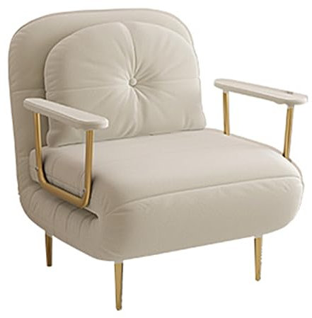 Chaiselongue Sofa mit Schlaffunktion Gästebett Klappbar mit Kissen und Armlehnen 6 Fach Verstellbare Rückenlehne Recamiere für Wohnzimmer, Schlafzimmer(Beige,190 * 80 * 30cm)