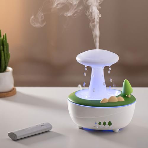 Umikk 280 ml Regen Wolken luftbefeuchter Rain Cloud Humidifier mit Fernbedienung, Pilz Wasser Lampe Raumbefeuchter Schlafzimmer Regentropfen Luft luftbefeuchter Desktop Humidifier