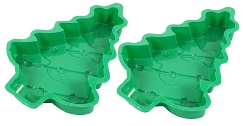 HIAKDOFT 2 Stück Silikon Backform Weihnachtsbaum Teiliges Lebensmittelecht Cartoon Motiv Antihaftbeschichtet Flexibel für Kuchen Muffins Plätzchen Wiederverwendbar Festliche
